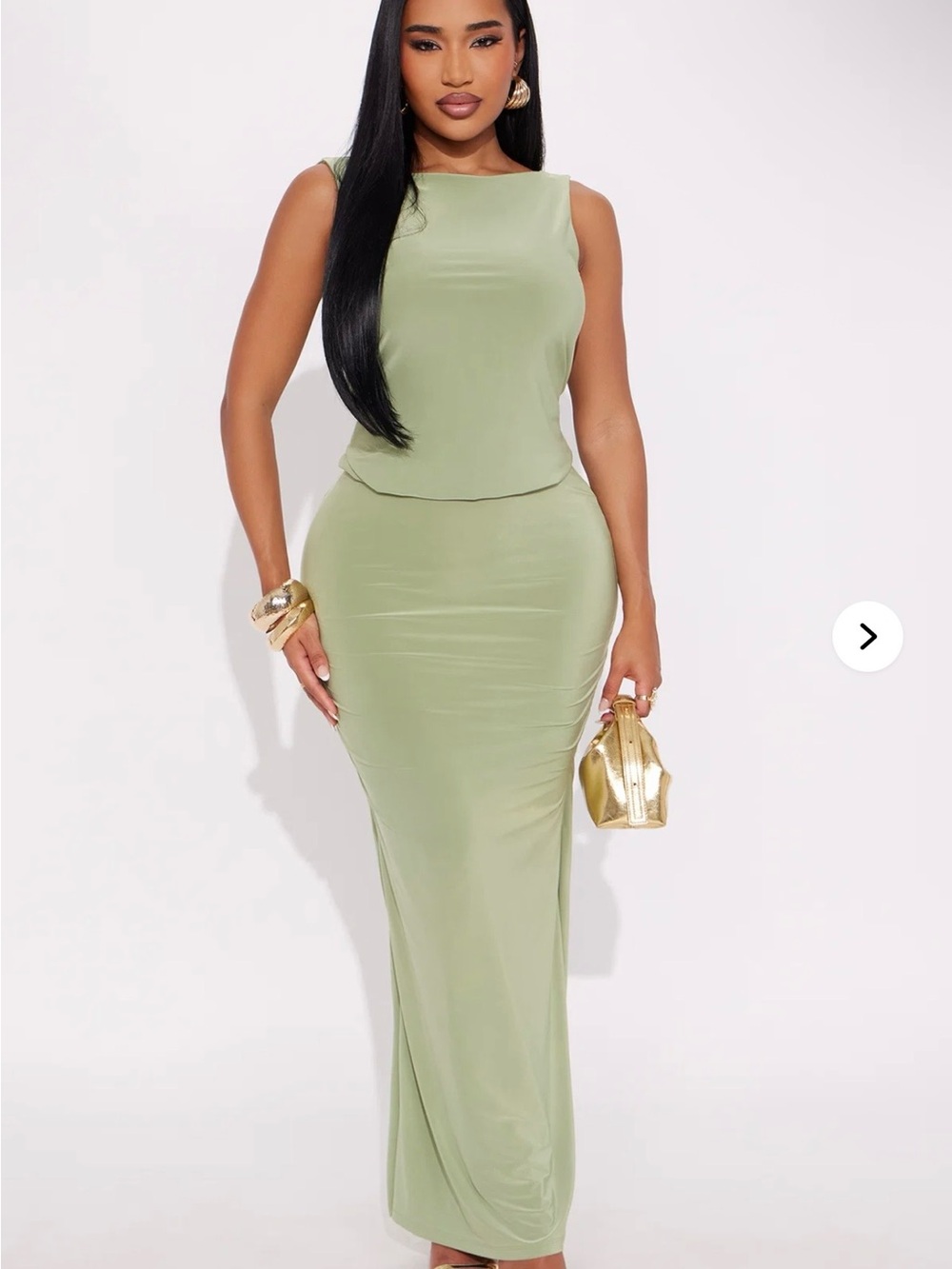 Fashion Nova Sage Green Sleeveless Maxi Dress